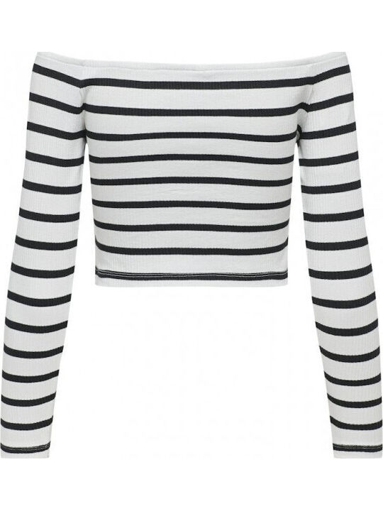 Life Women's Blouse Off-Shoulder Striped White
