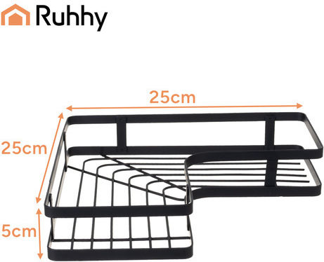 Ruhhy Raft de colț din Metal în Culoare Negru 250x250mm 1buc 27092