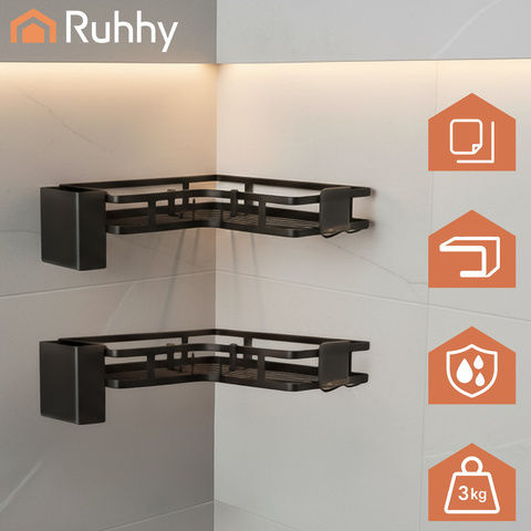 Ruhhy Raft de colț din Metal în Culoare Negru 250x250mm 1buc 27092