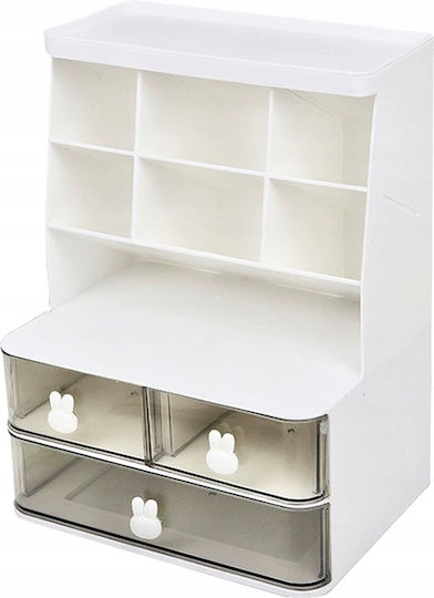 Organizator de Birou Zola 3 Sertare 7 Compartimente Plastic 22.5 X 17 X 30 Cm Alb