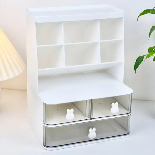 Organizator de Birou Zola 3 Sertare 7 Compartimente Plastic 22.5 X 17 X 30 Cm Alb