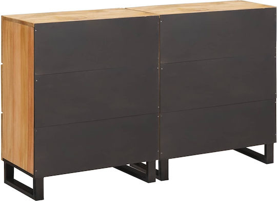 Metallic Chest of Drawers of Solid Wood with 6 Drawers Coffee 60x33x75cm