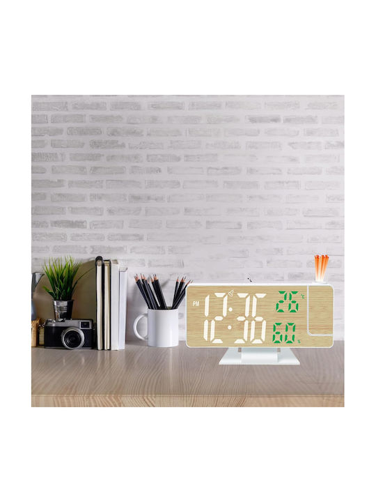 Gaosiio Tischuhren Digital LED Holz mit Wecker DS-5718LW