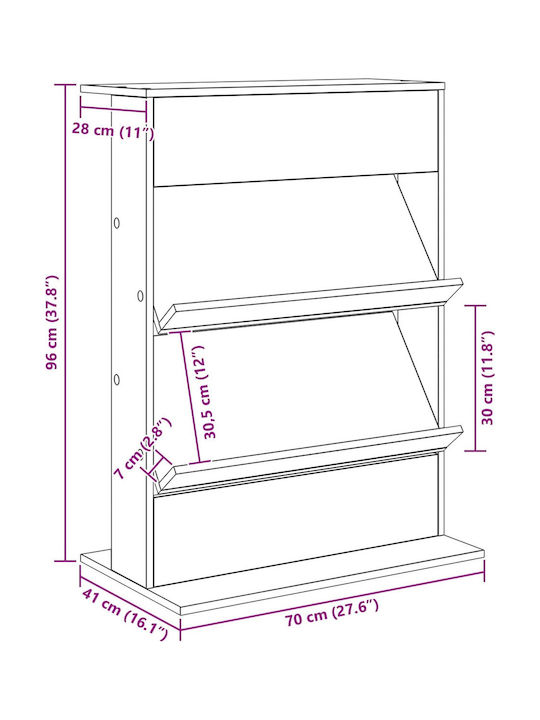 Wohnzimmer TV-Einheit Smoked Oak L70xB41xH96cm