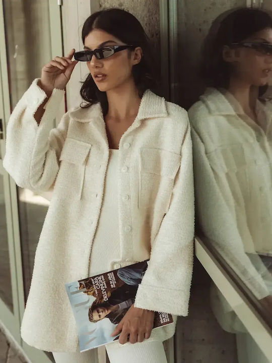 Overshirt Lurex Ivory Size One Size Ivory