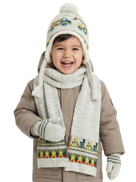 Kinder Mütze Set mit Handschuhe Gestrickt Mehrfarbig