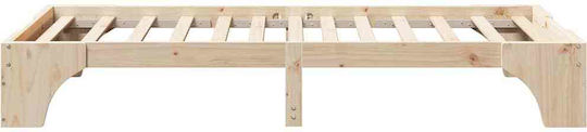 Kids Bed Classic Single Beige for Mattress 90x190cm
