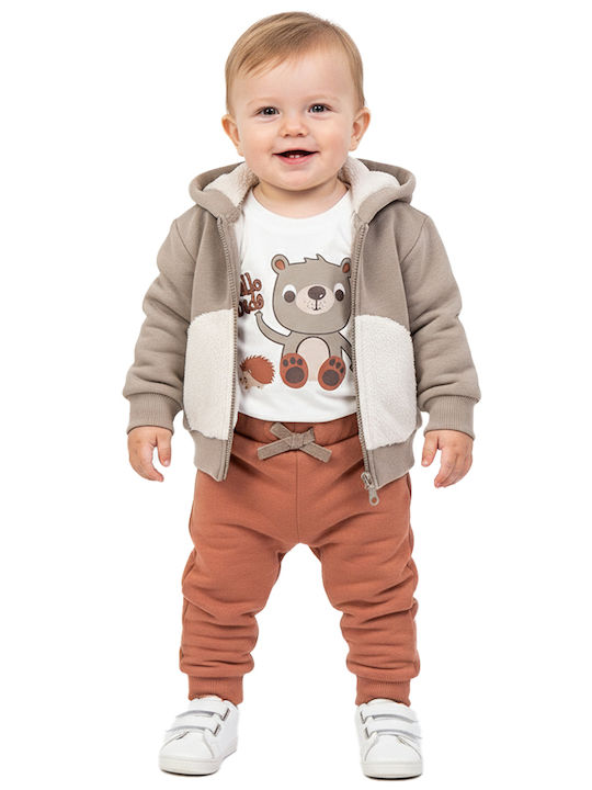 Kids Sweatpants Set Cigar Terracotta 3pcs