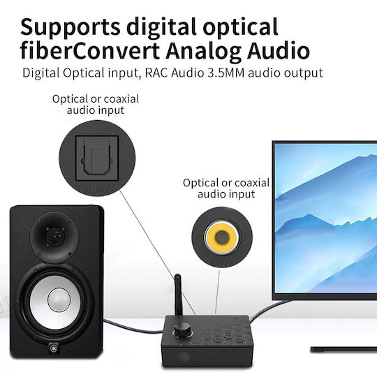 Techstar Convertor Audio Digital La Analogic Dac 192khz Bluetooth 5.4 Telecomandă Intrări Optice Ieșiri Rca Jack 3.5mm