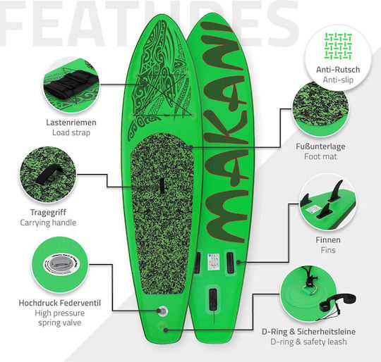 ECD Germany Makani Inflatable SUP Board with Length 3.2m Green