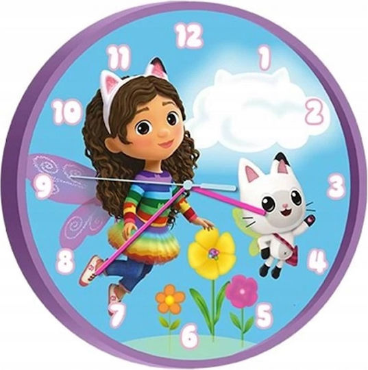 Kids Euroswan Детски стенен часовник Gabi Cat's House Дърво 24.5x24.5см