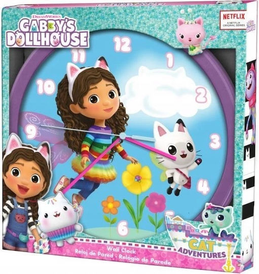 Kids Euroswan Детски стенен часовник Gabi Cat's House Дърво 24.5x24.5см