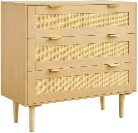 Συρταριέρα Креватокамарас Дървена с 3 чекмеджета Natural Rattan 80x35x77бр