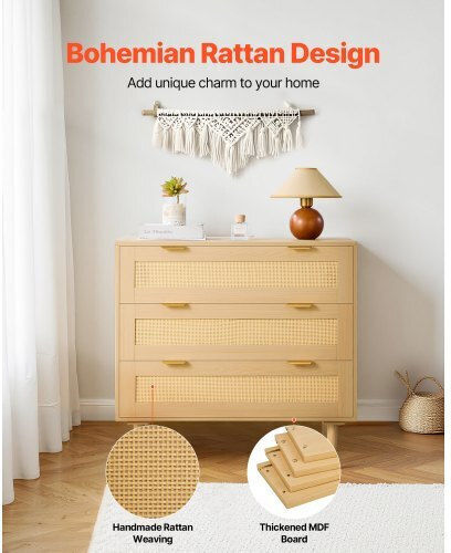 Συρταριέρα Креватокамарас Дървена с 3 чекмеджета Natural Rattan 80x35x77бр