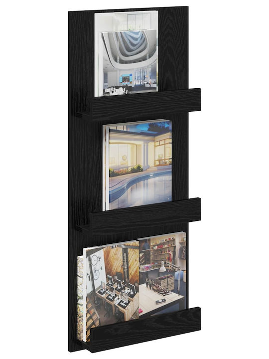 vidaXL PU Magazine Rack Black 43x11x102cm