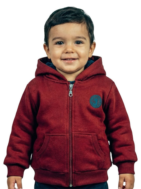 Kids Sweatshirt Cardigan Cotton with Hood Burgundy