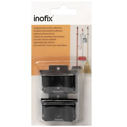 Inofix 2055-3 Κρεμαστράκια με Αυτοκόλλητο Μαύρα 2τμχ