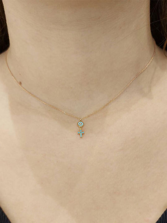Ios Women's Rose Gold Cross 14K with Chain