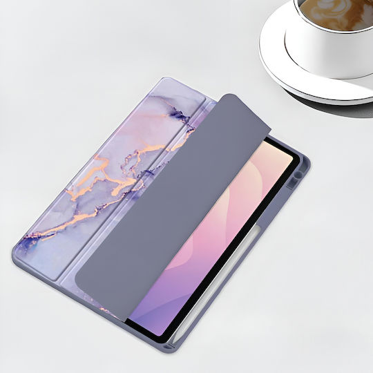Калъф Samsung Galaxy Tab S11 Ultra Smartcase Hybrid Поставка За Стилус Marble Лилав