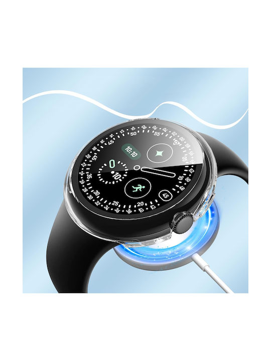 2 1 Tragbare Hülle + Glas für Google Pixel Watch 4 41mm Transparent