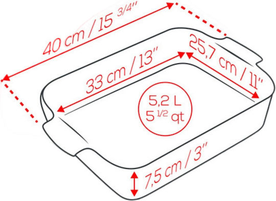 Peugeot Ορθογώνιο Πυρίμαχο Σκεύος Κεραμικό 40x25.7x8cm