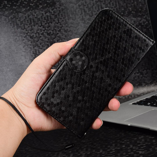 Калъф Плисе Капак T Phone 3 5g Портмоне Ромбов Черен