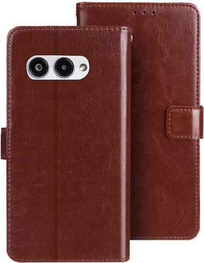 Θήκη Πτυσσόμενο Καπάκι T Phone 3 5g Crazy Horse Wallet Καφέ