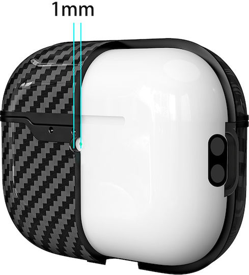 Θήκη Airpods Pro 3 Υφή Ανθρακονήματα Καραμπίνερ Μαύρη