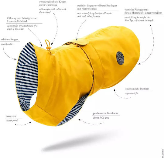 Hunter Yellow Waterproof / Windproof Dog Coat with 30cm Back Length
