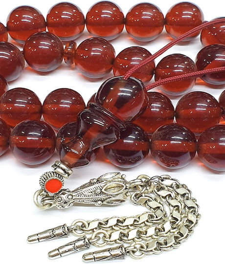Roloi Komboloi Mastic Worry Beads with 33 Beads Honey 42cm