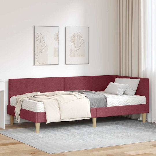 Einzelbett Grau Rote mit Lattenrost & Matratze 80x200cm