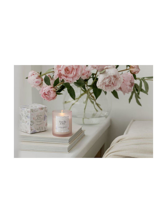 Laura Ashley Aromatisches Soja-Kerze im Gefäß mit Duft Green Tea & Aloe Vera & Moschus 200gr