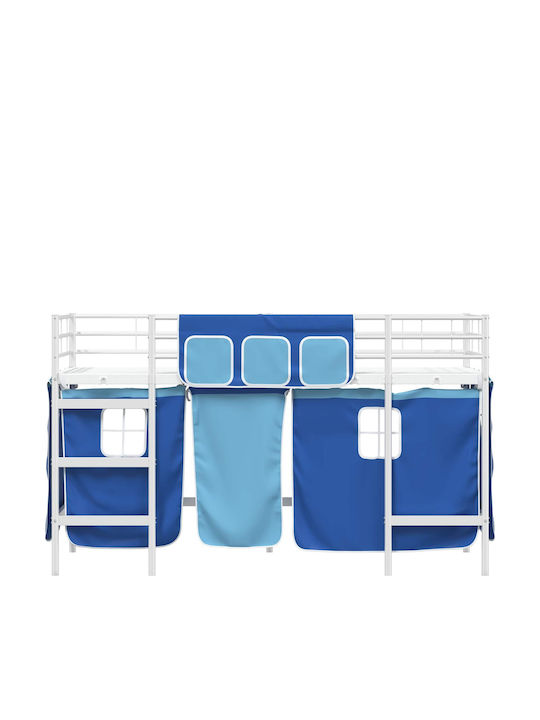 Pat pentru Copii Loft Bed Single Alb pentru Saltea 75x190cm