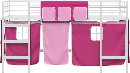 Pat pentru Copii Loft Bed Single Alb pentru Saltea 80x200cm
