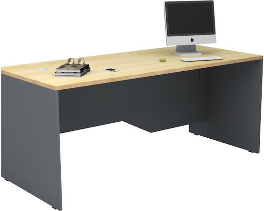 Επαγγελματικό Γραφείο Venturo με Βιβλιοθήκη 180x80x75εκ. Ανθρακί - Φυσικό Οξιάς