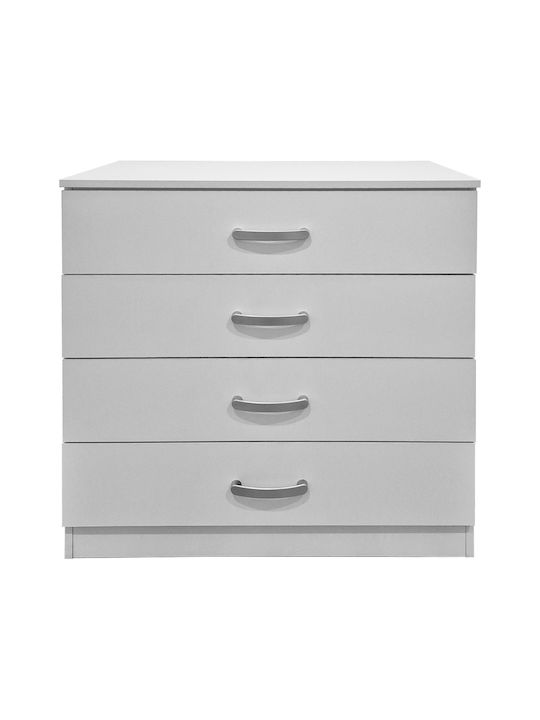 Athos Wooden & Metallic Chest of Drawers White 80x40x79cm