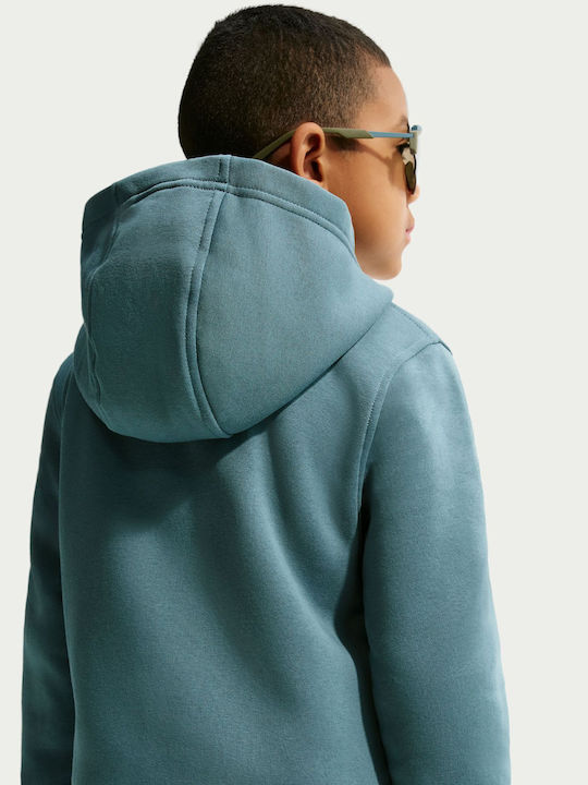 Kids Sweatshirt with Hood and Pockets Mineral Slate / White Sportswear Club