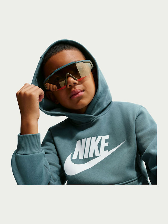 Kids Sweatshirt with Hood and Pockets Mineral Slate / White Sportswear Club