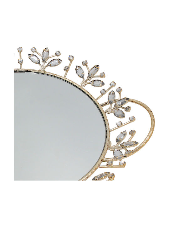 Keskor Metallic Oval Decorative Tray with Mirror 36x32x4cm