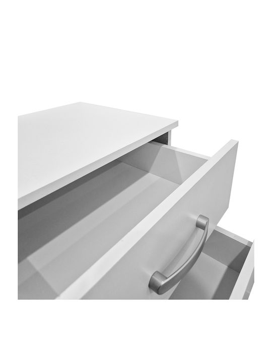Bedside Table Athos Wooden With Metal Legs White 48x40x41.5cm