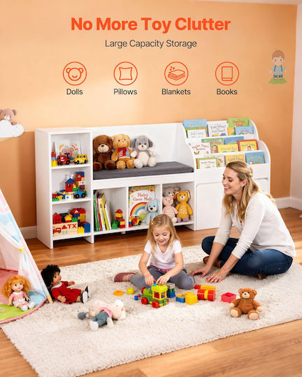 Vevor Toy Storage System made of Wood White 40x40x80cm 1pcs