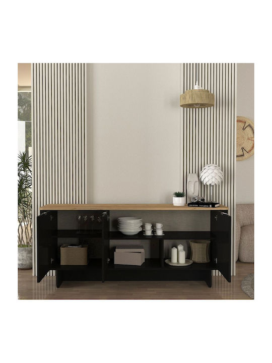 Μπουφές Bohema Ξύλινος Μαύρο - Sepet Oak 180x47x76.6cm