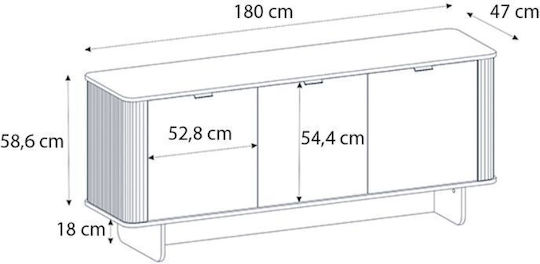Μπουφές Bohema Ξύλινος Μαύρο - Sepet Oak 180x47x76.6cm