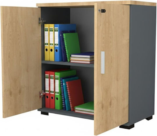Дървен Офисен Шкаф С Ключалка Антрацит 80x40x80см