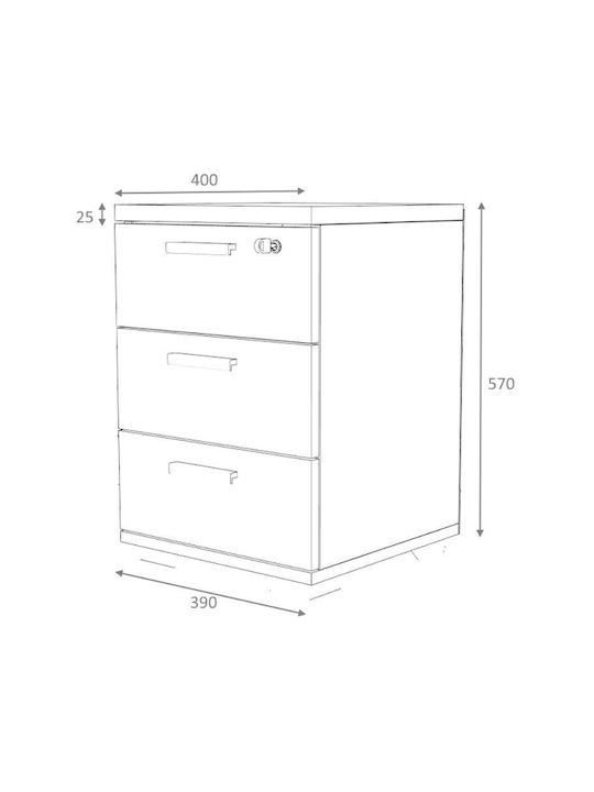 Office Storage Chipboard Drawer Ανθρακί - Φυσικό Οξιάς L39xW40xH57cm
