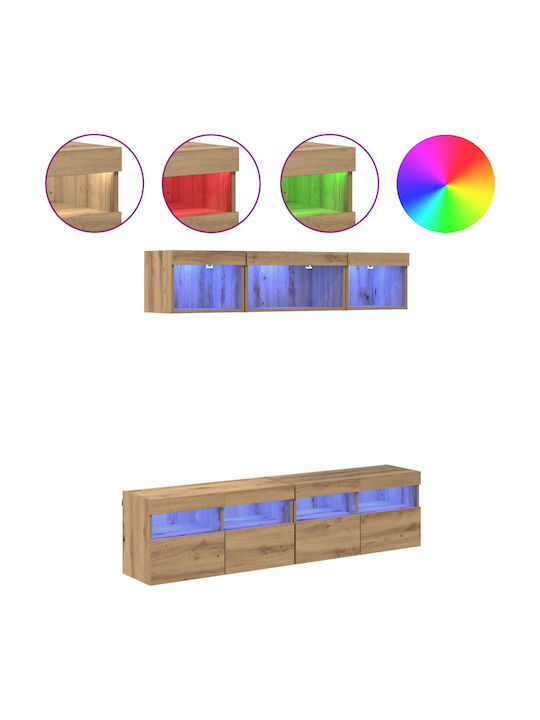 Wohnzimmer TV-Einheit Artisan Oak mit Beleuchtung L80xB30xH40cm