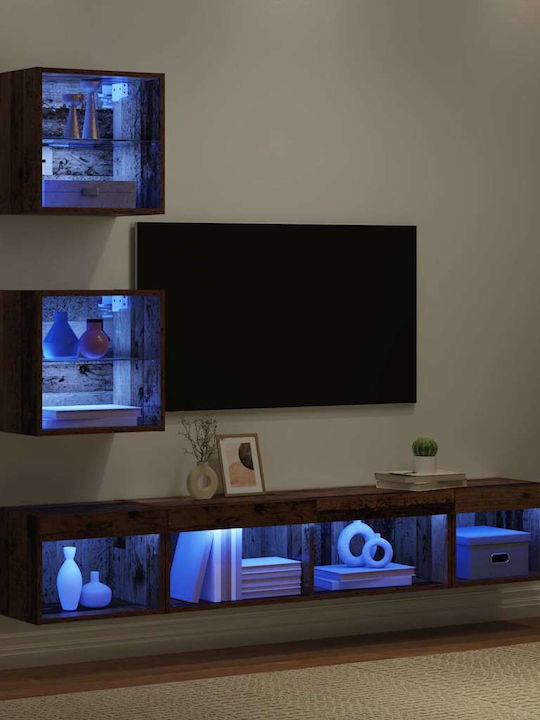 Wohnzimmer TV-Einheit Coffee mit Vitrine & Beleuchtung L100xB30xH30cm