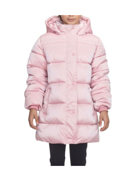 Kinder Freizeitjacke Lang mit Kapuze Pink