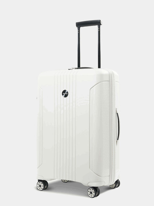 Verage Medium Travel Suitcase Hard White with 4 Wheels Height 67cm