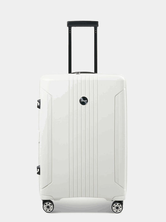 Verage Medium Travel Suitcase Hard White with 4 Wheels Height 67cm